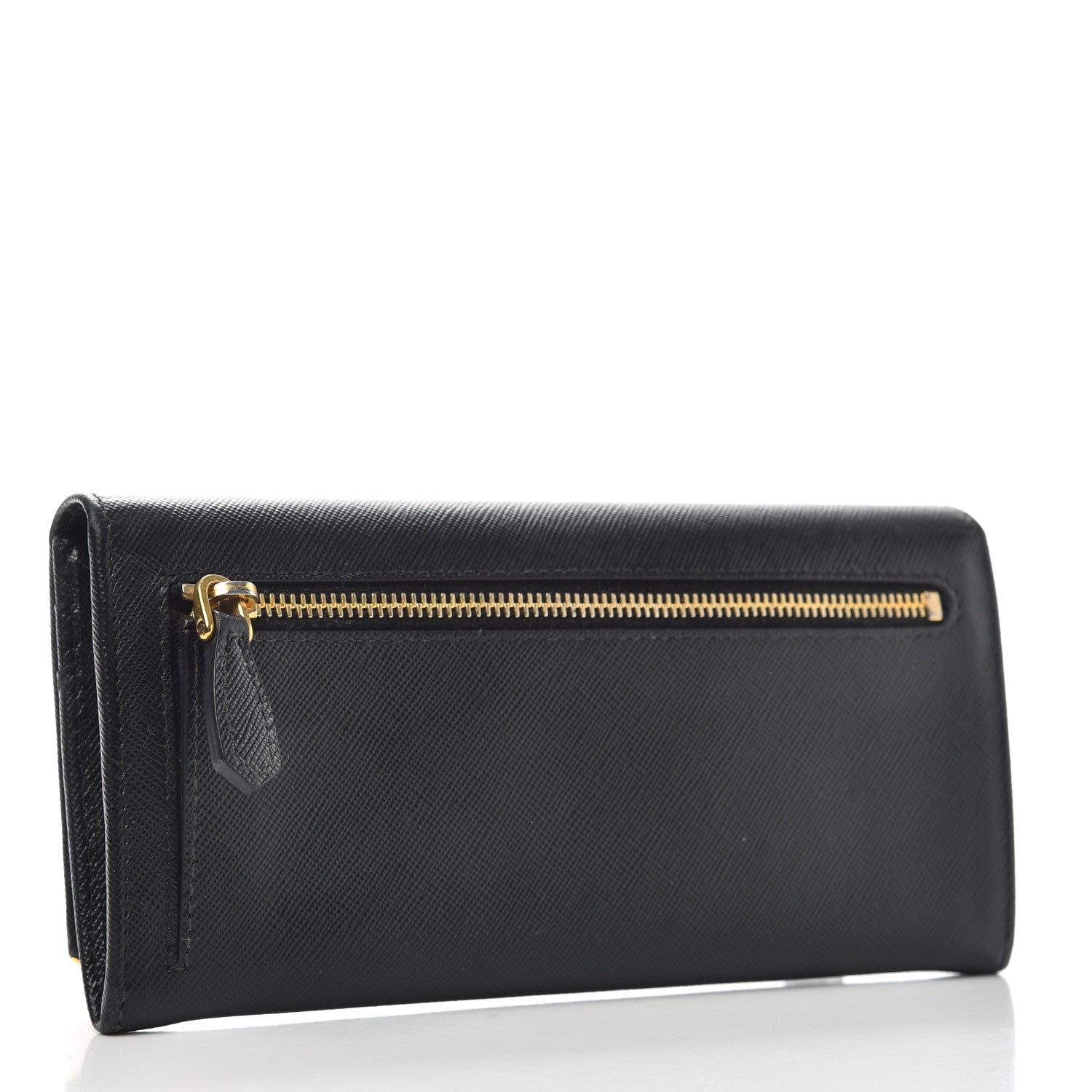 Prada Saffiano Metal Bar Continental Flap Wallet Black 3 of 6