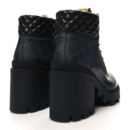 Gucci Magnum Calfskin Nappa Quilted Lace Up Ankle Boots 40 Black 4 of 8
