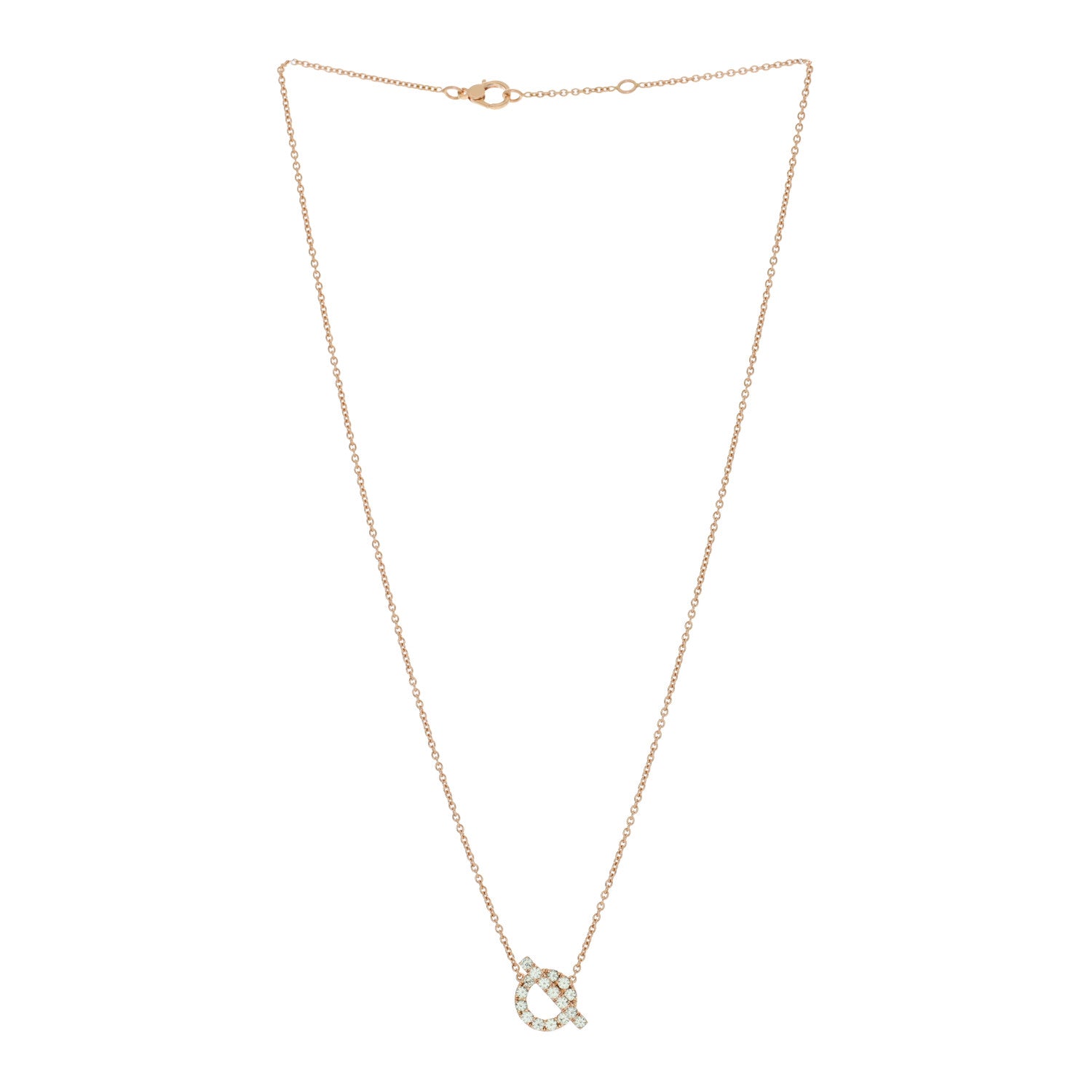 Hermes 18K Rose Gold Green Sapphire Finesse Pendant Necklace 3 of 6