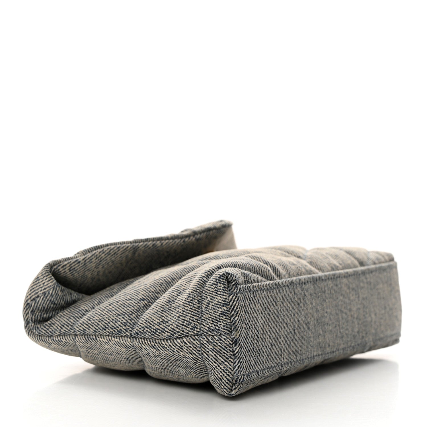 Saint Laurent Denim Quilted Monogram Loulou Puffer Pouch Clutch Blue Gray Light Azur 4 of 8