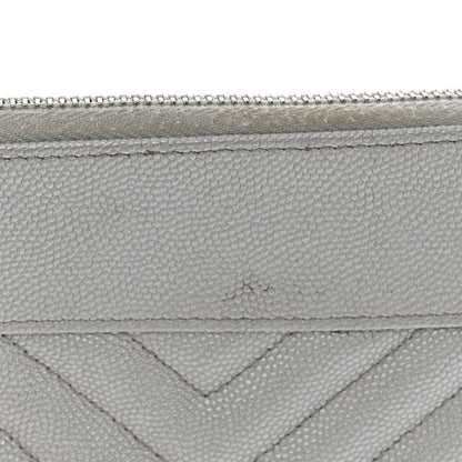 Chanel Metallic Caviar Chevron Quilted Small Vintage Mademoiselle Cosmetic Case Silver 8 of 9