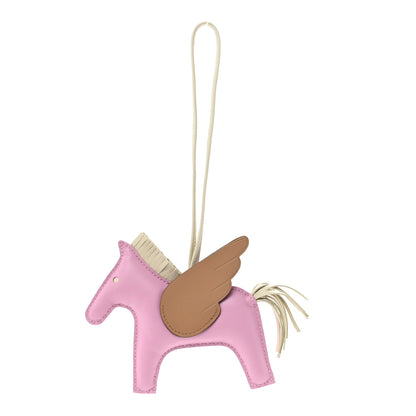 Hermes Milo Lambskin Grigri Rodeo Pegase Horse Bag Charm MM Mauve Sylvestre Craie Chai 1 of 5