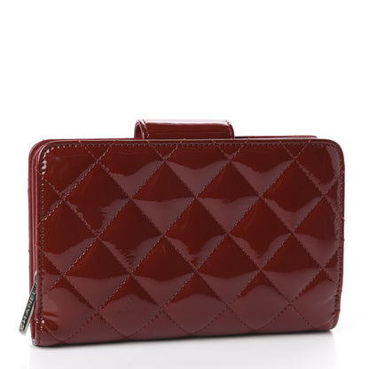 Chanel Patent Quilted Brilliant Zipped Pocket Wallet Dark Red 2 of 10