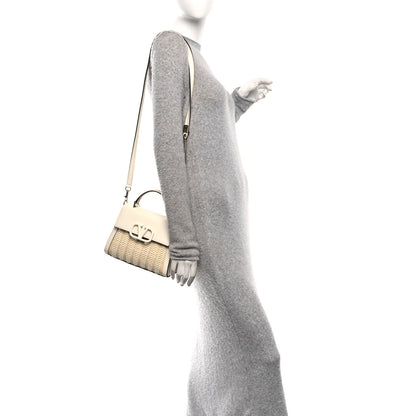 Valentino Garavani Wicker Calfskin Small VSling Top Handle Bag Natural White 2 of 9