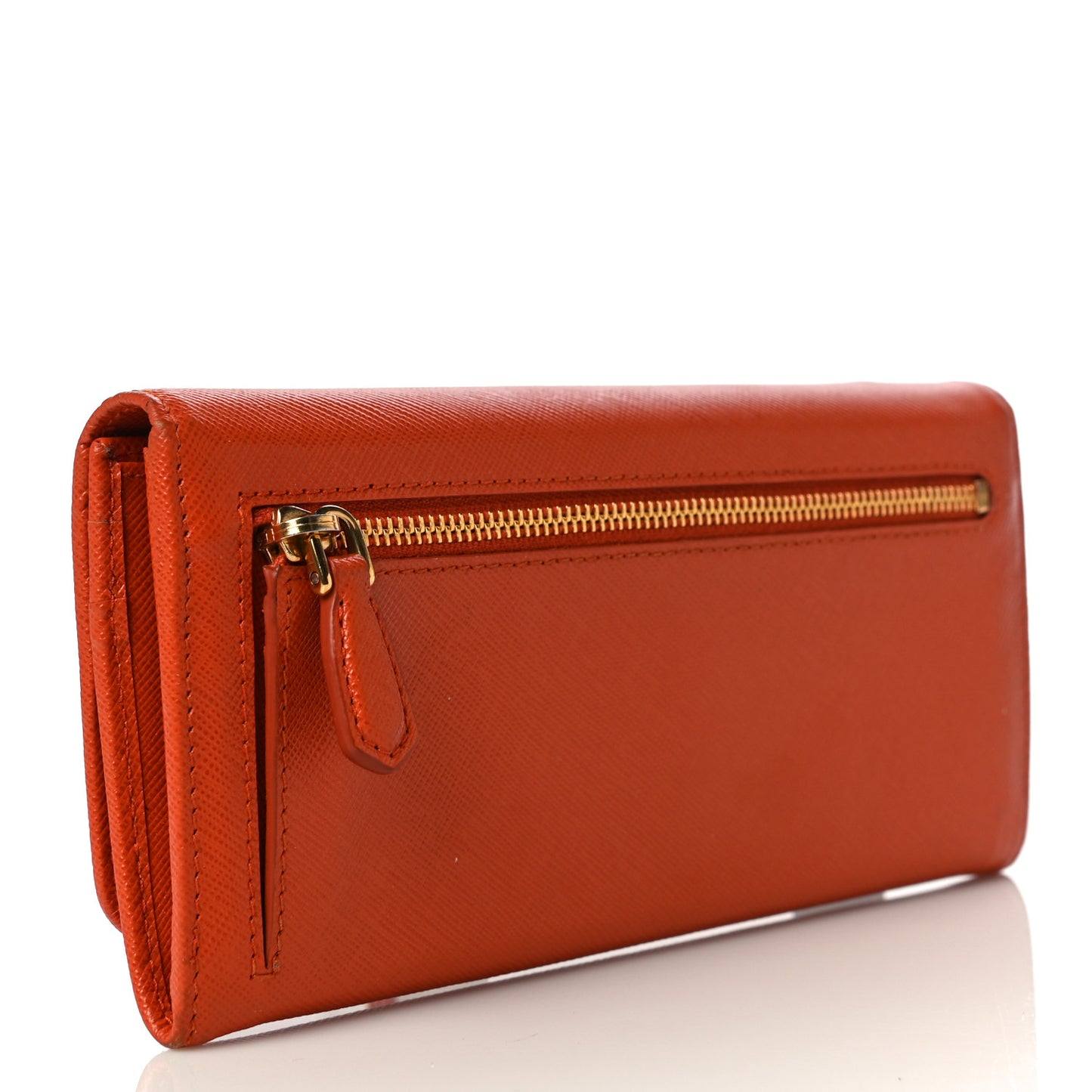 Saffiano Metal Continental Flap Wallet Papaya
