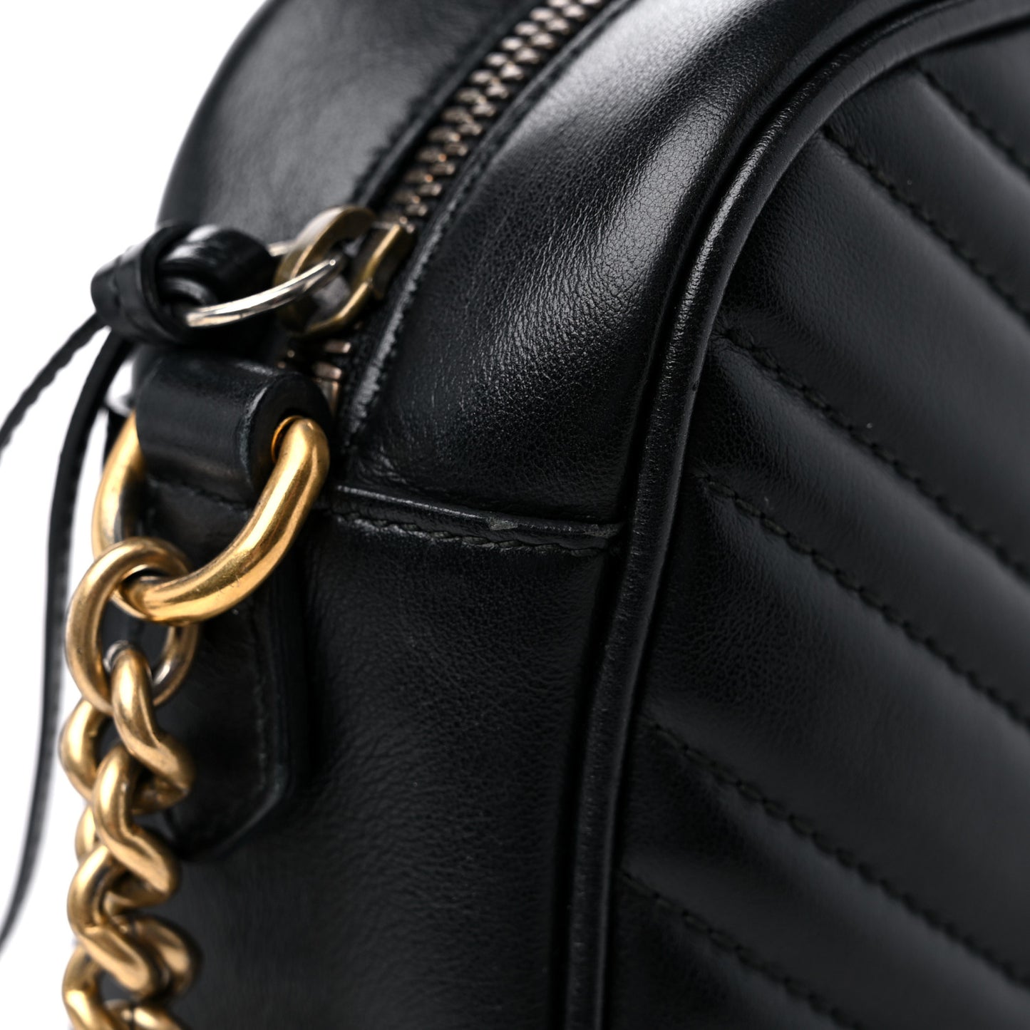 Calfskin Matelasse Small GG Marmont Chain Shoulder Bag Black