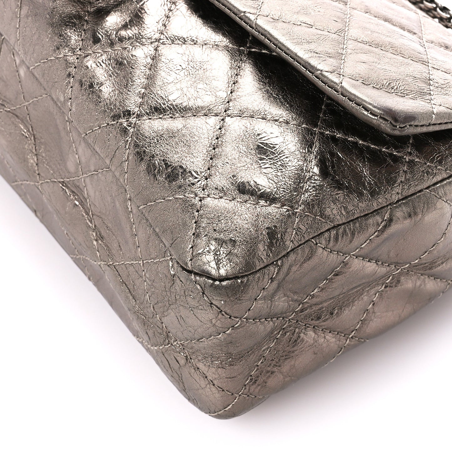 Metallic Aged Calfskin Quilted 2.55 Reissue 227 Flap Pewter