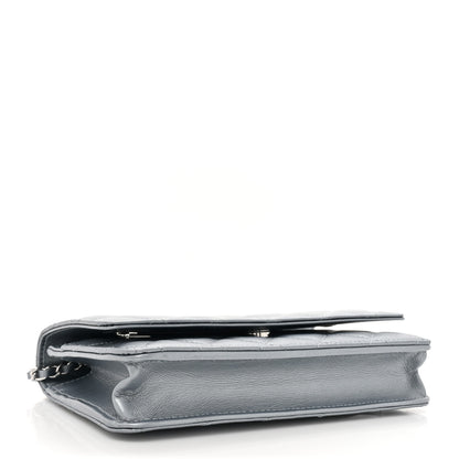 Chanel Metallic Lambskin Quilted Wallet On Chain WOC Silver 4 of 12