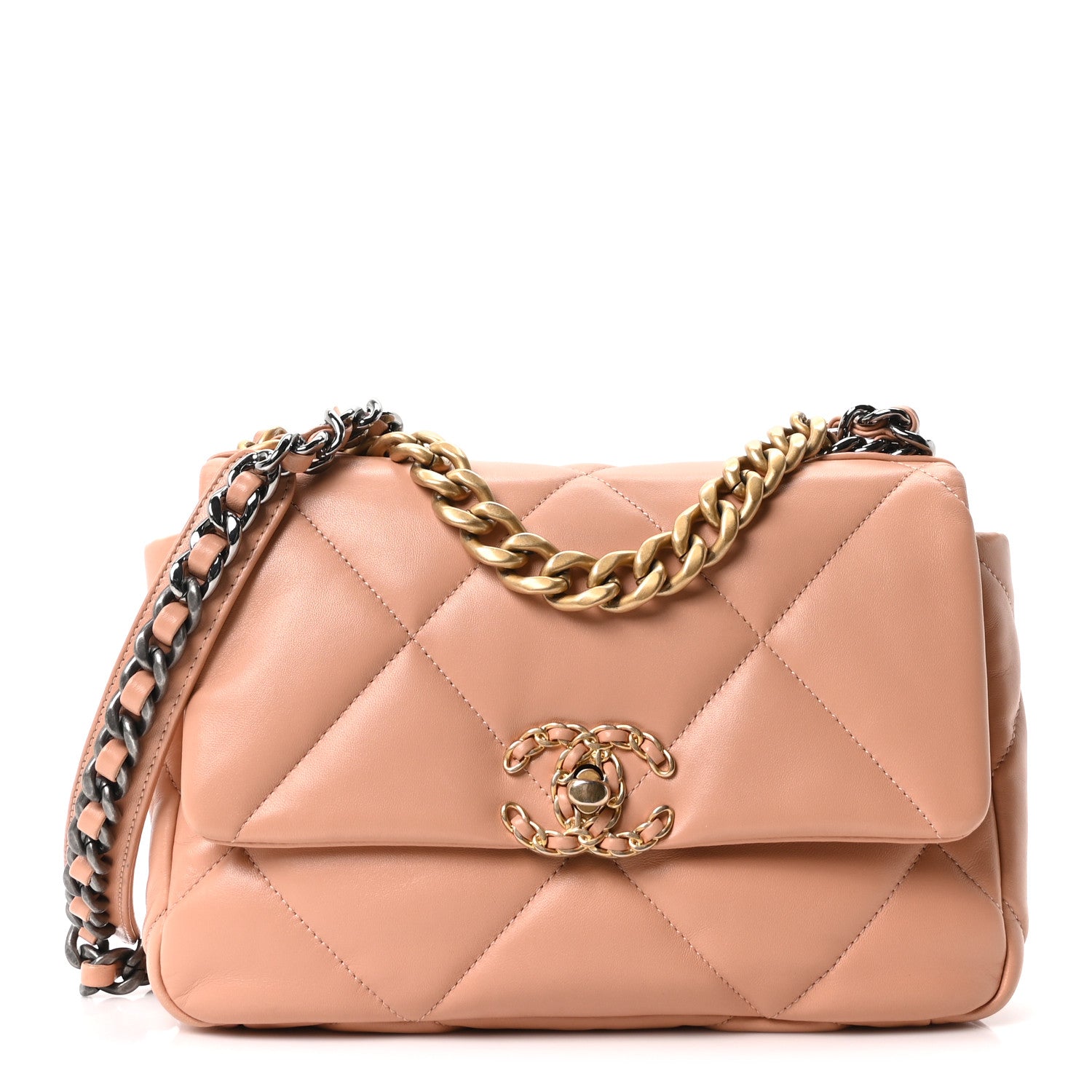 Chanel Lambskin Quilted Medium Chanel 19 Flap Beige 1 of 10