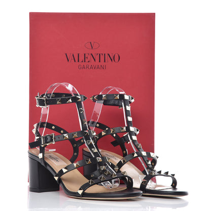 Valentino Garavani Calfskin Rockstud 60mm City Sandals 37.5 Black 9 of 9