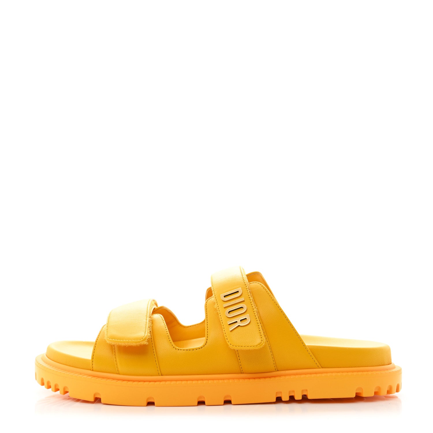Christian Dior Lambskin Dioract 10mm Slide Sandals 39 Amber Yellow 1 of 8