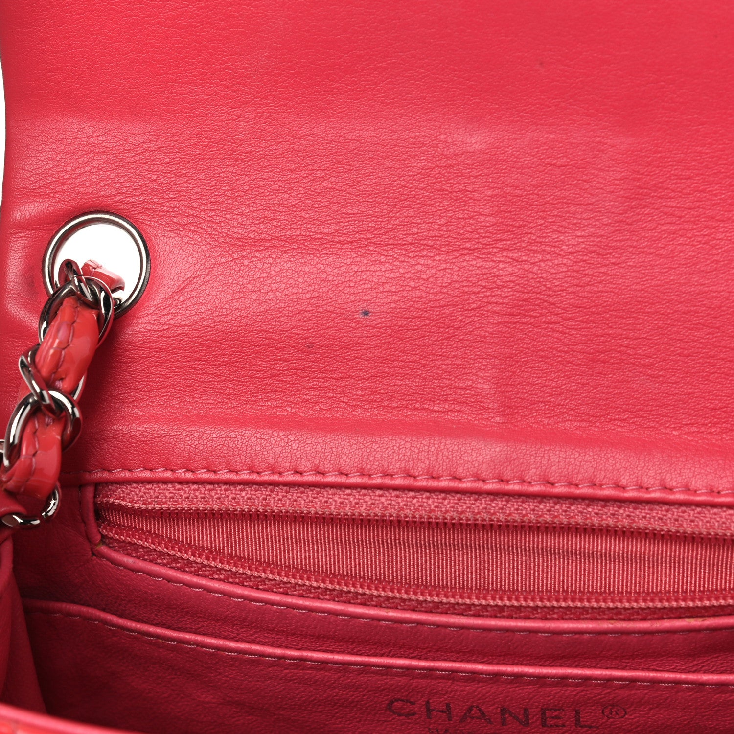 Chanel Patent Quilted Mini Square Flap Coral 5 of 8