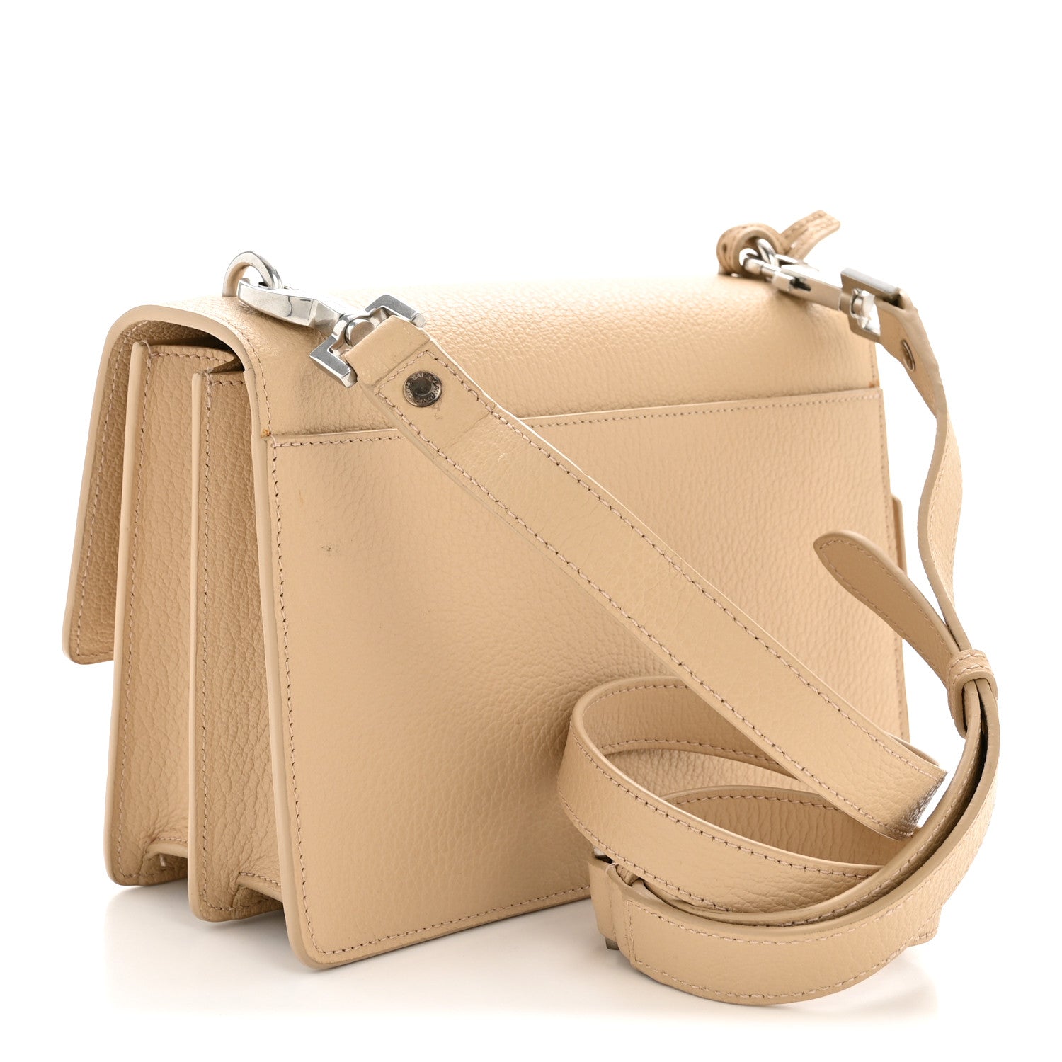 Saint Laurent Grained Calfskin Medium Monogram Sunset Satchel Nude Powder 3 of 13