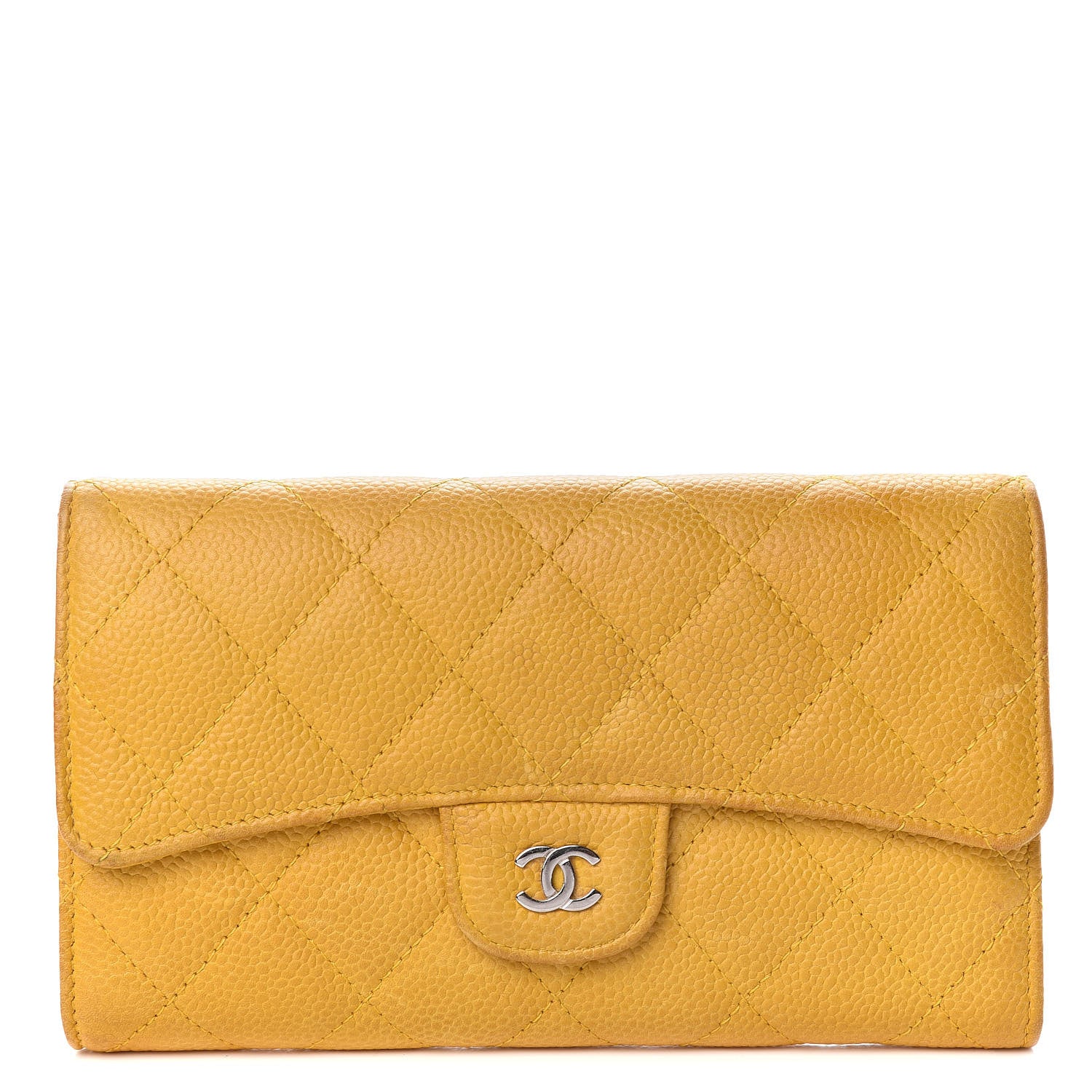 Chanel Iridescent Caviar Quilted Large Flap Wallet Yellow 1 of 18