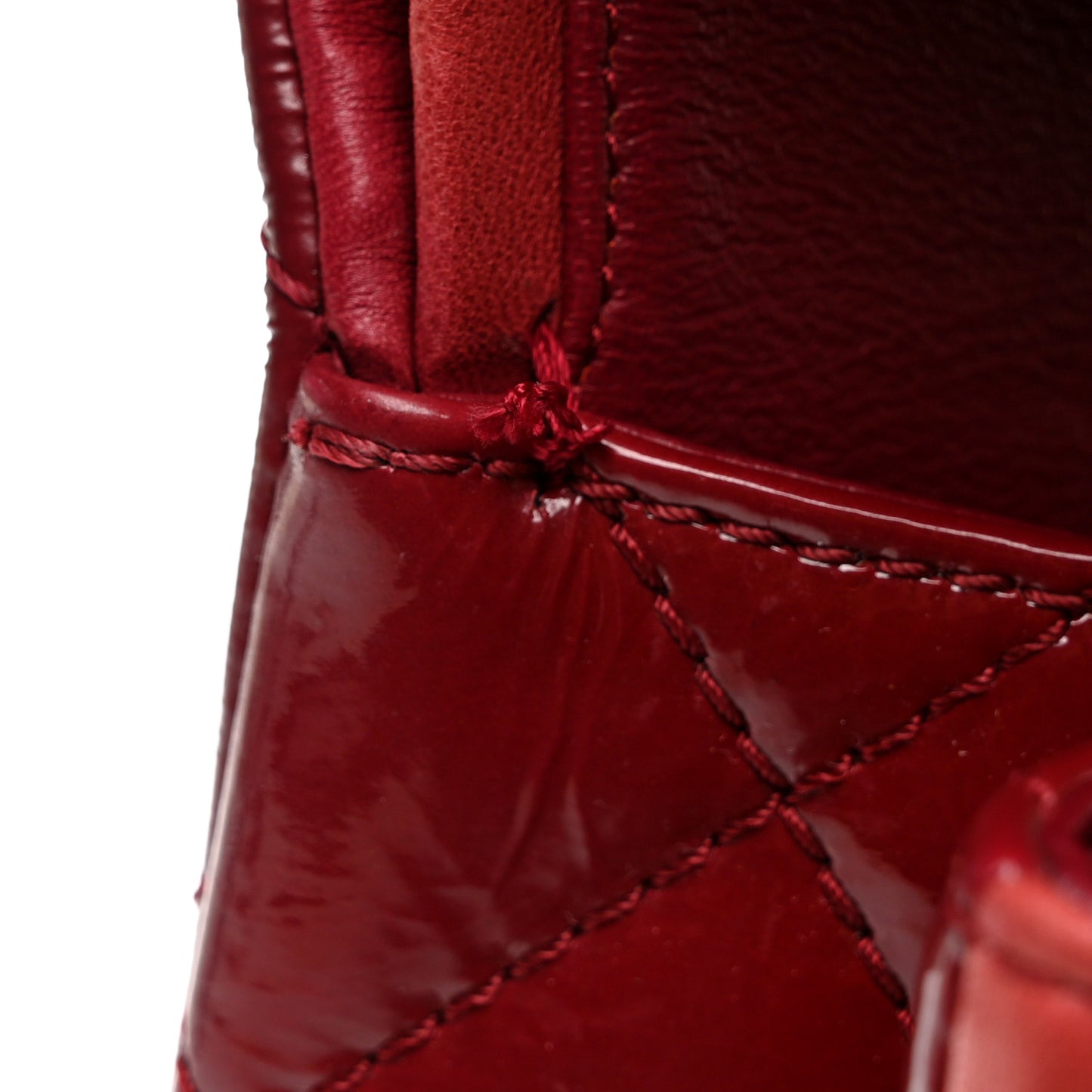Aged Glazed Calfskin Quilted 2.55 Reissue 227 Flap Red