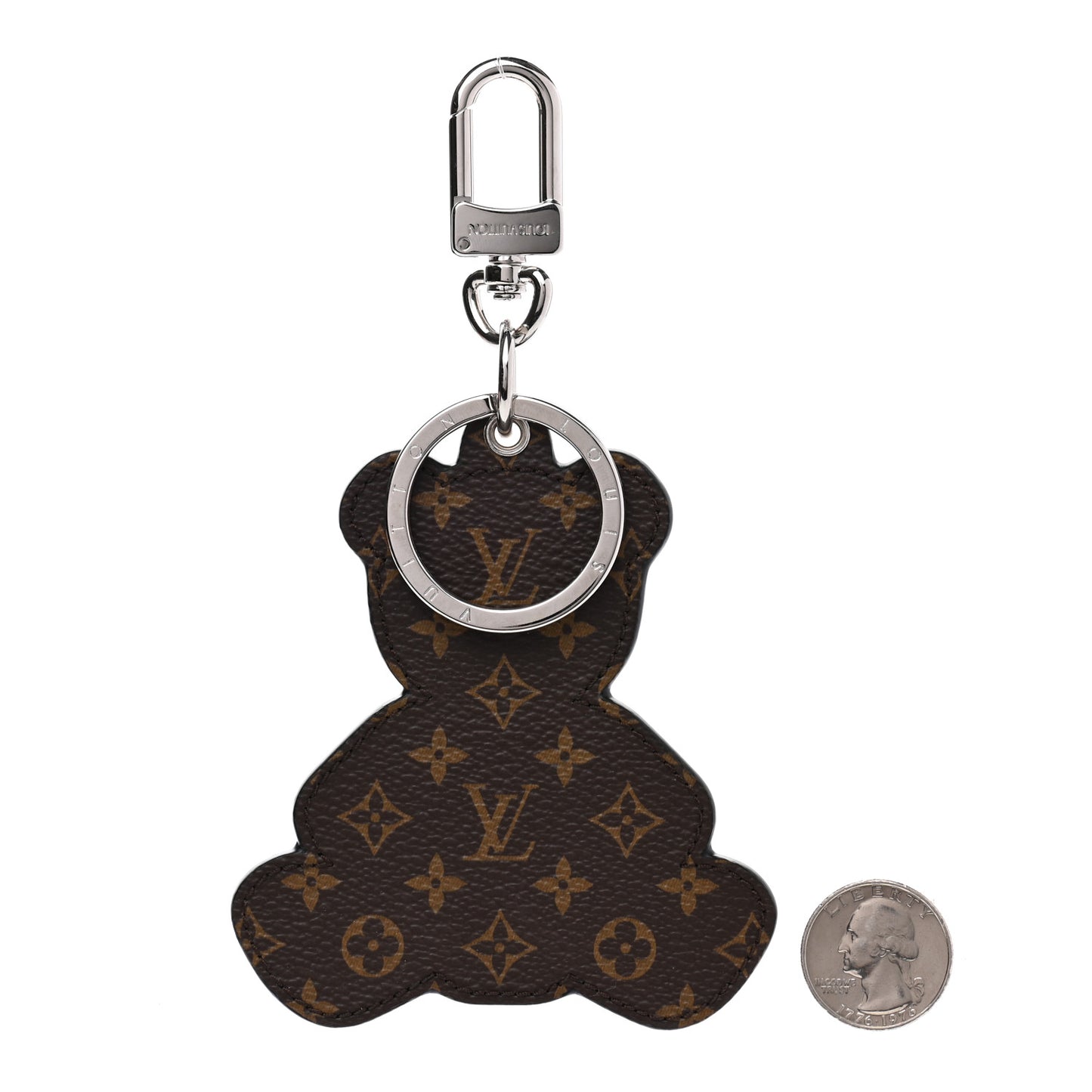 Monogram Teddy Bear Bag Charm Key Holder Brown