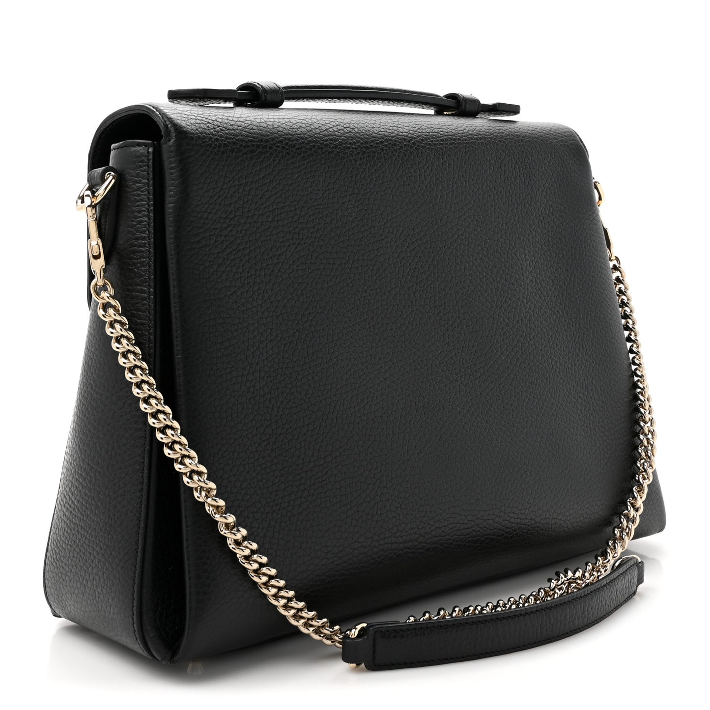 Dollar Calfskin Medium Interlocking G Top Handle Shoulder Bag Black