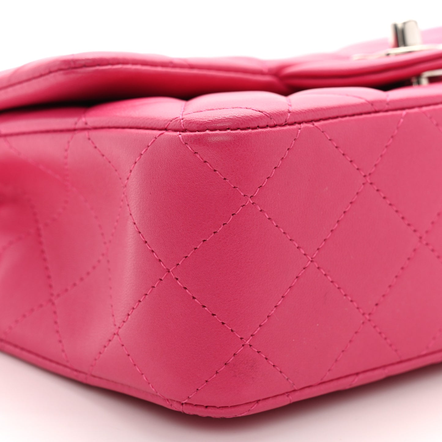 Lambskin Quilted Mini Rectangular Flap Fuchsia