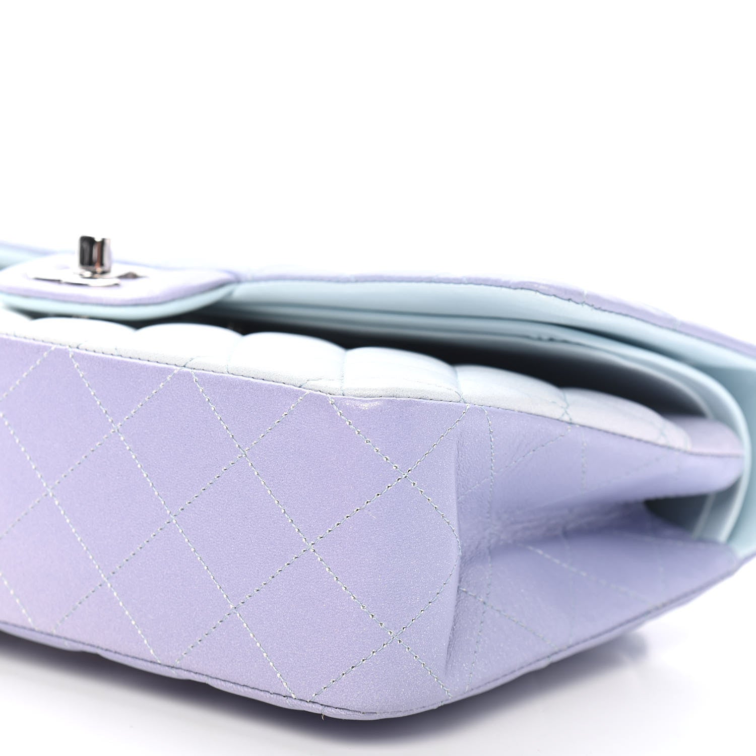 Chanel Perforated Lambskin Quilted Medium Double Flap Light Blue Light Purple White 9 of 9