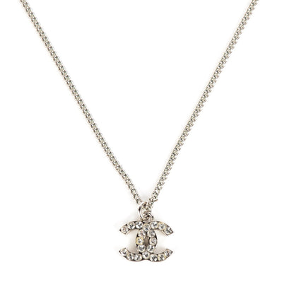 Chanel Crystal Timeless CC Necklace Silver 3 of 5