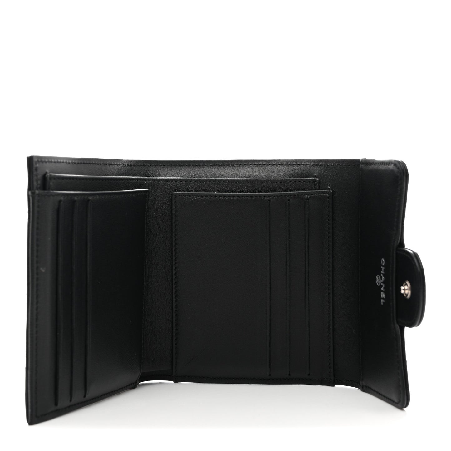 Lambskin Quilted Compact Flap Wallet So Black