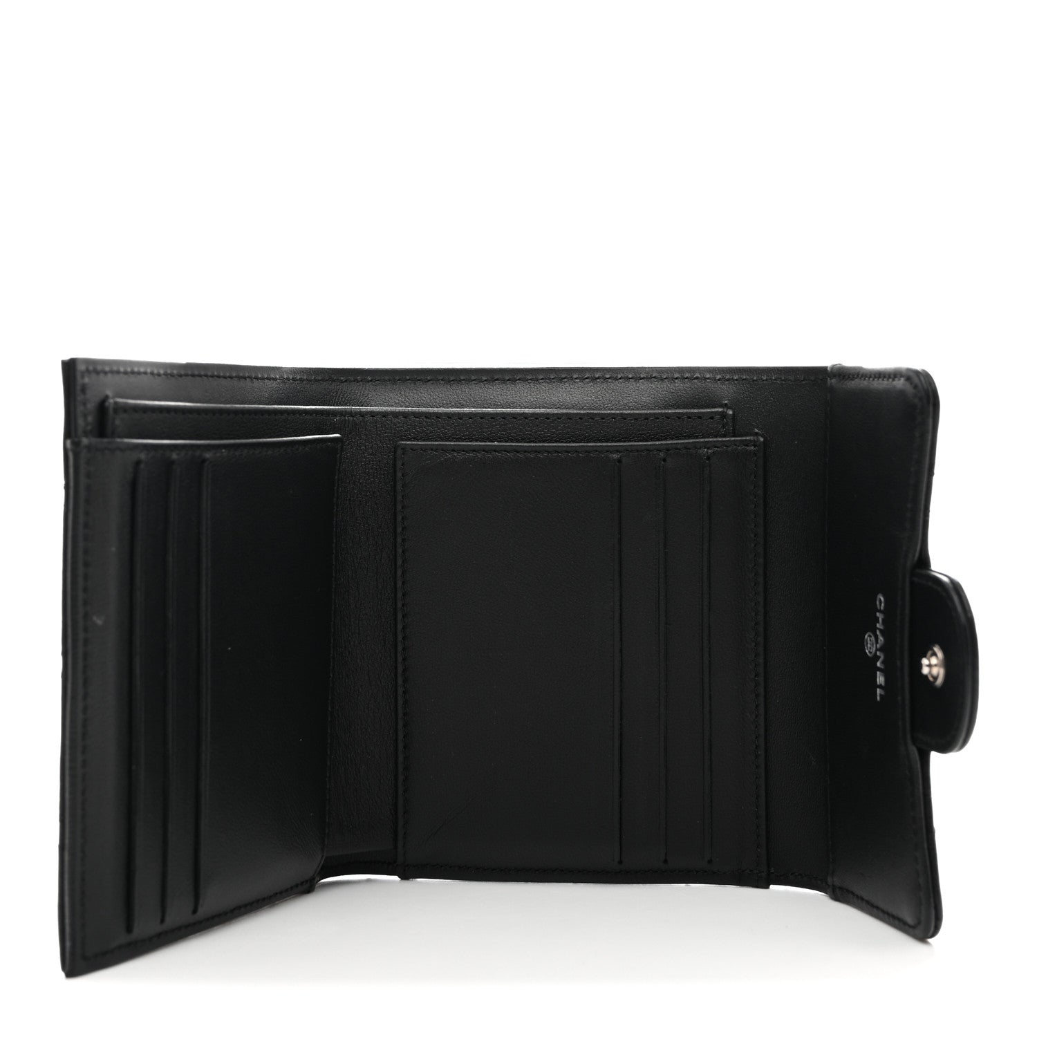 Chanel Lambskin Quilted Compact Flap Wallet So Black 5 of 8
