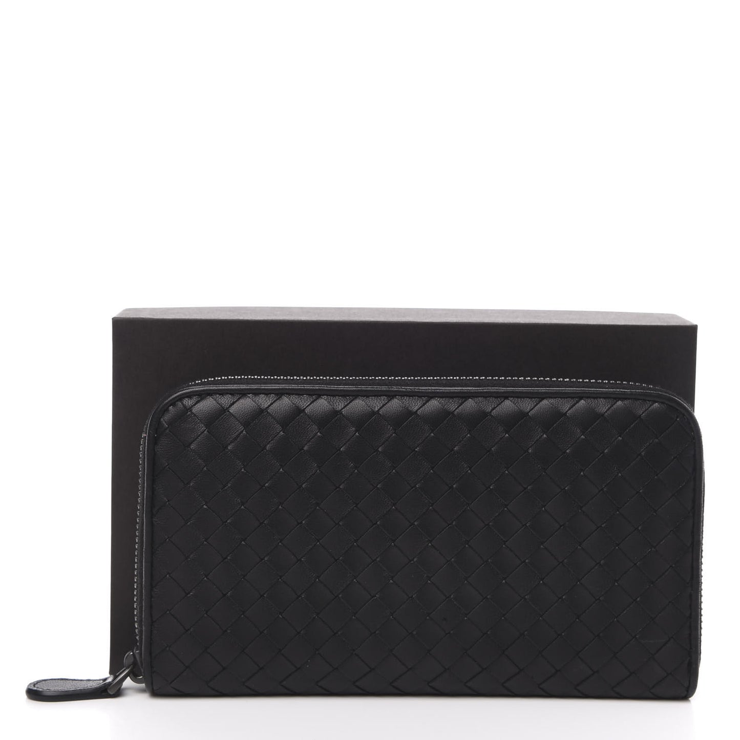 Nappa Intrecciato Zip Around Wallet Black