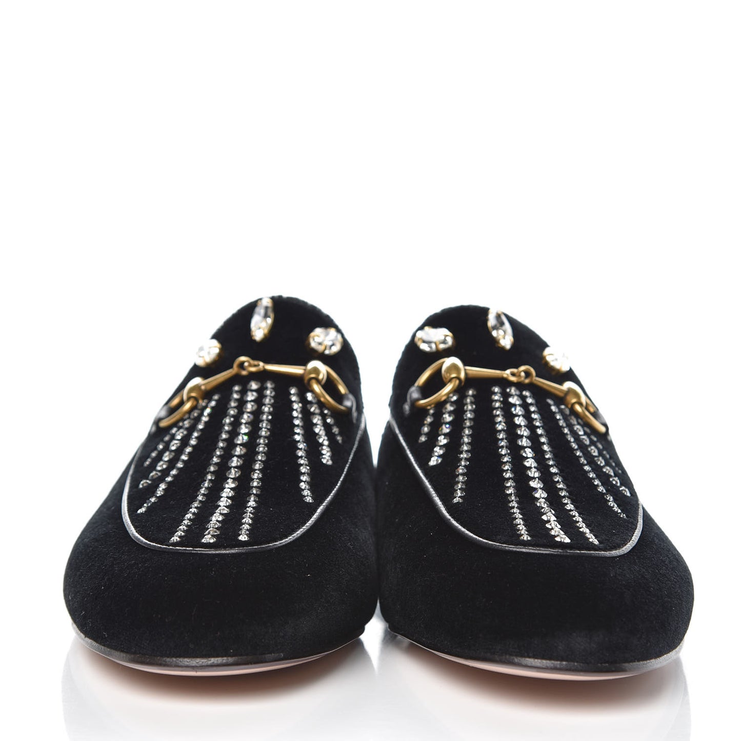 Velvet Marquise Crystals Womens Princetown Slippers 38.5 Black