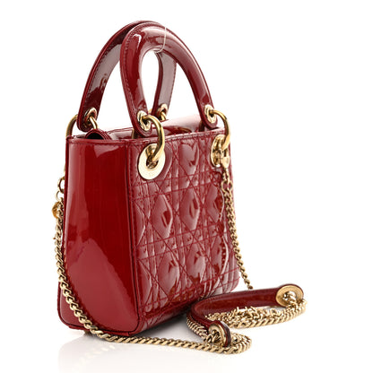 Christian Dior Patent Cannage Mini Lady Dior Red 3 of 10