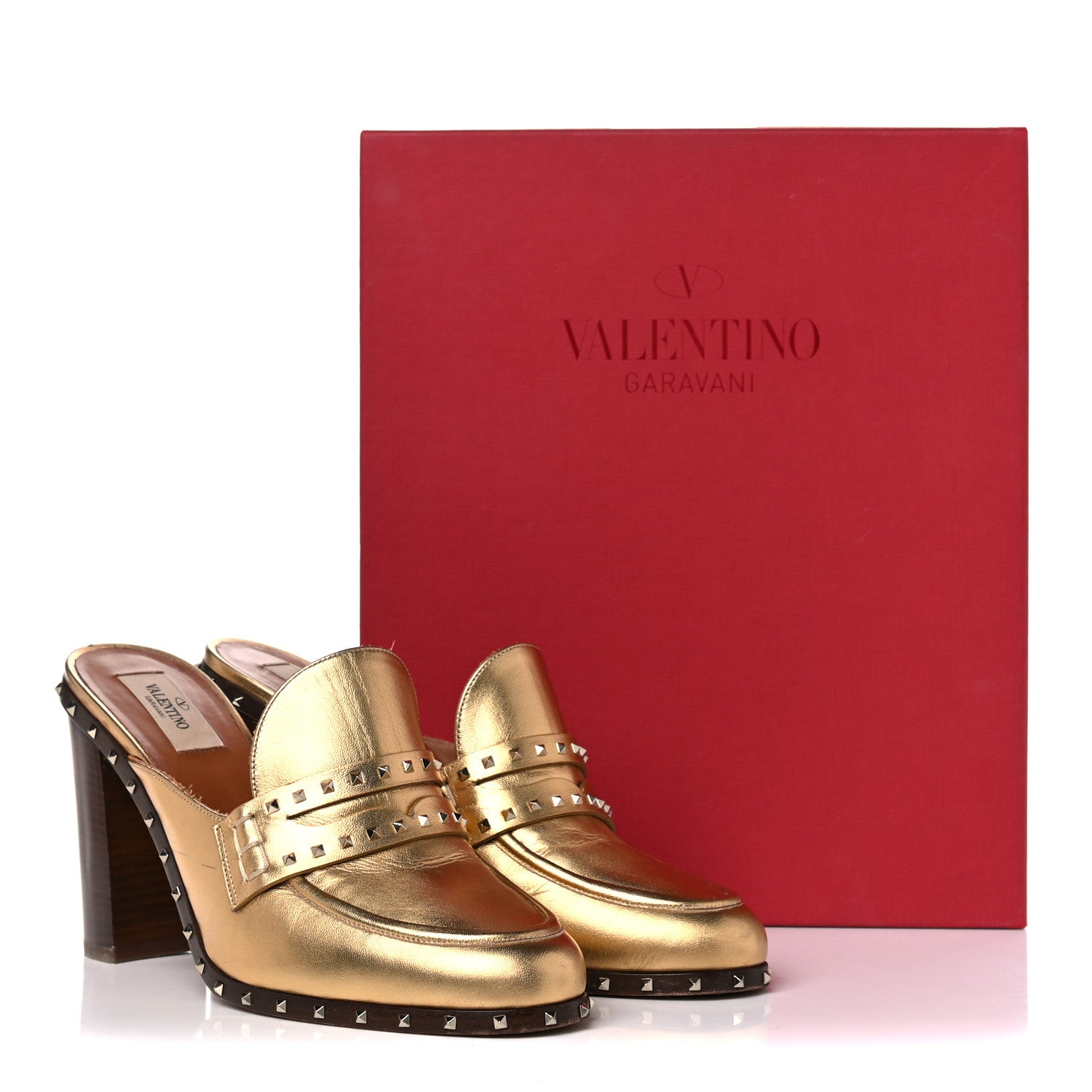 Valentino Garavani Nappa Soul Rockstud High Heel Mules 40 Gold 20 of 20