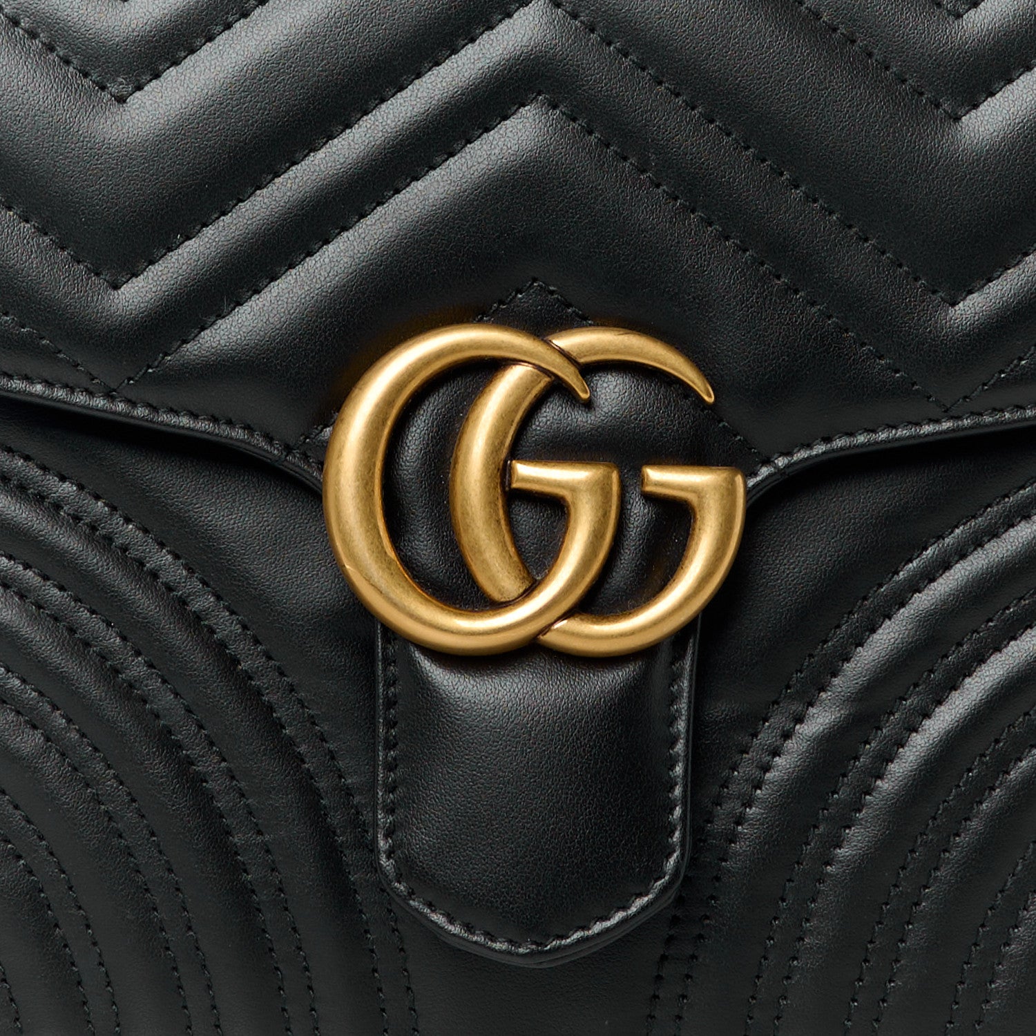 Gucci Calfskin Matelasse Small GG Marmont Top Handle Shoulder Bag Black 8 of 10