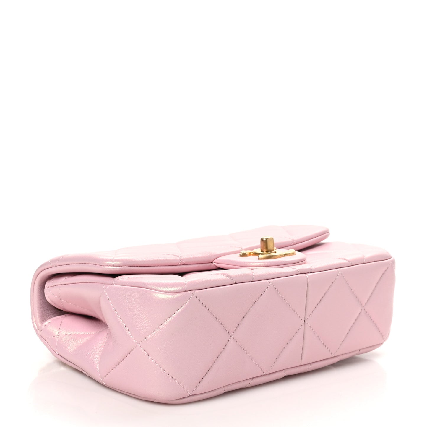 Pearly Lambskin Quilted Pearl Small Flap Pink