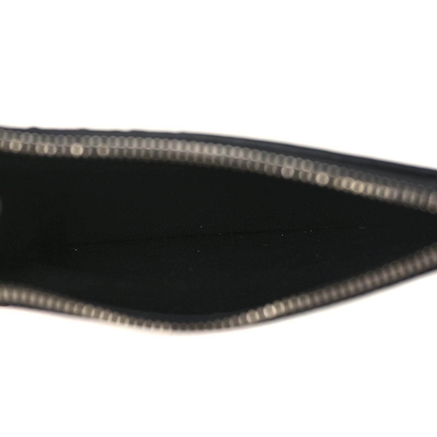 Grained Calfskin Logo Zip Card Holder Black
