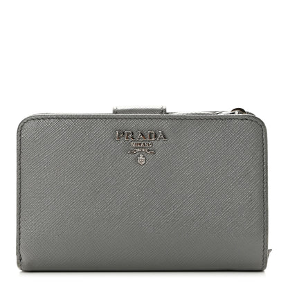 Prada Saffiano Metal Compact Wallet Marmo 1 of 10