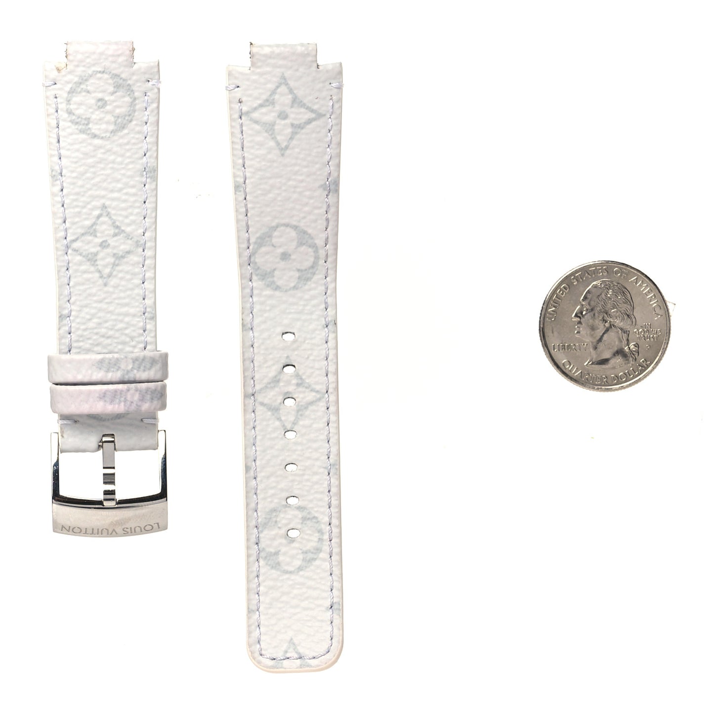 Monogram Tambour Watch Strap White