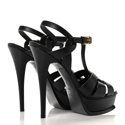 Saint Laurent Calfskin Tribute 105 Platform Sandals 36 Black 4 of 9
