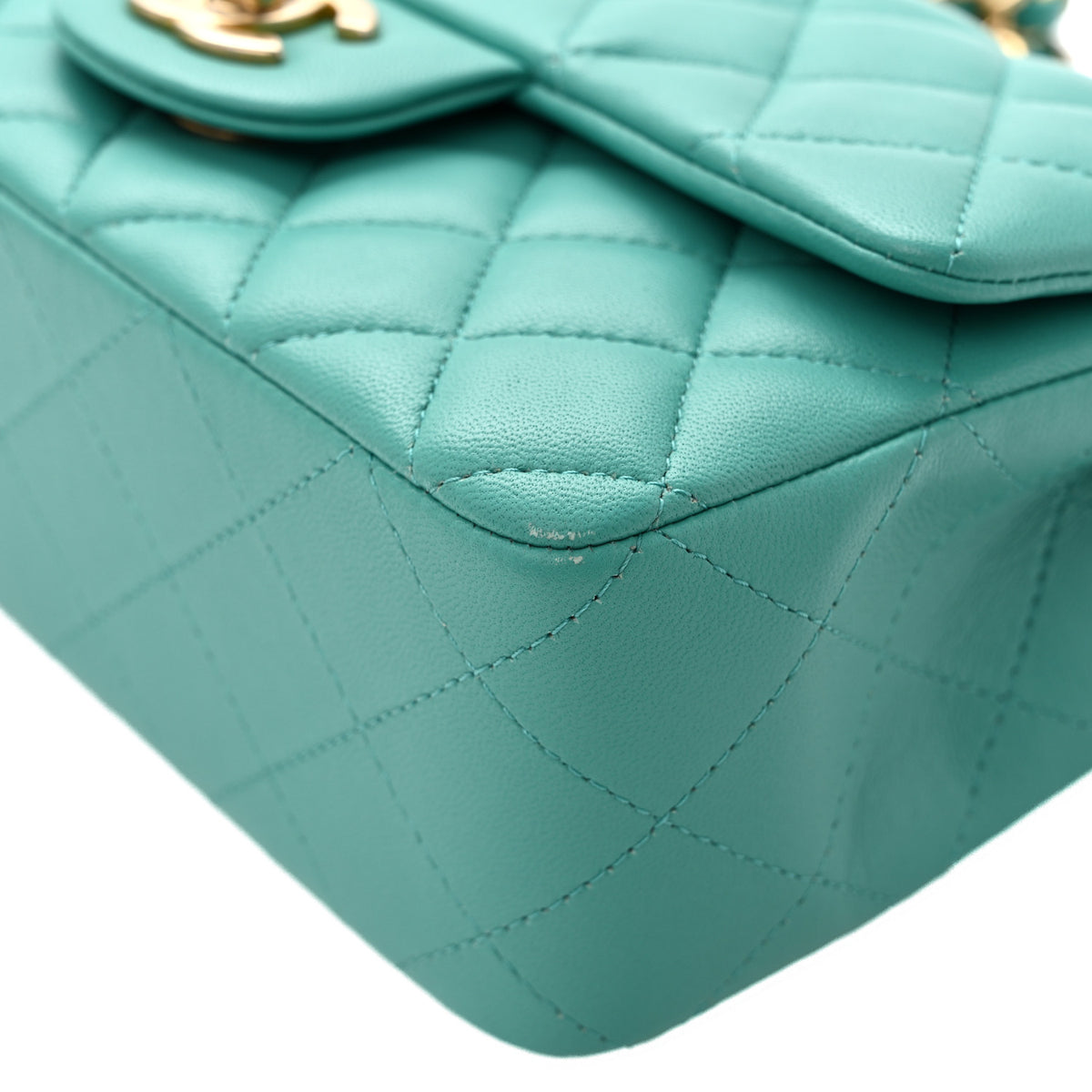Chanel Lambskin Quilted Mini Rectangular Flap Turquoise 11 of 13