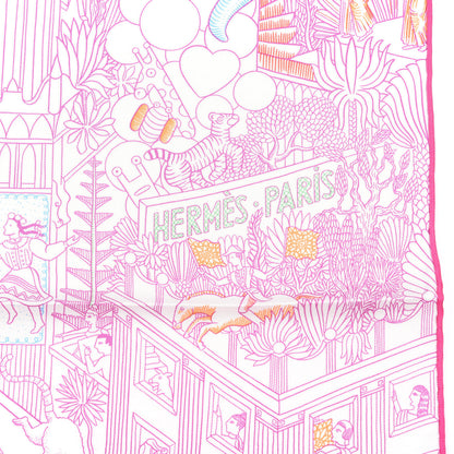 Hermes Silk Animapolis Scarf 90 White Fuchsia Multicolor 2 of 4