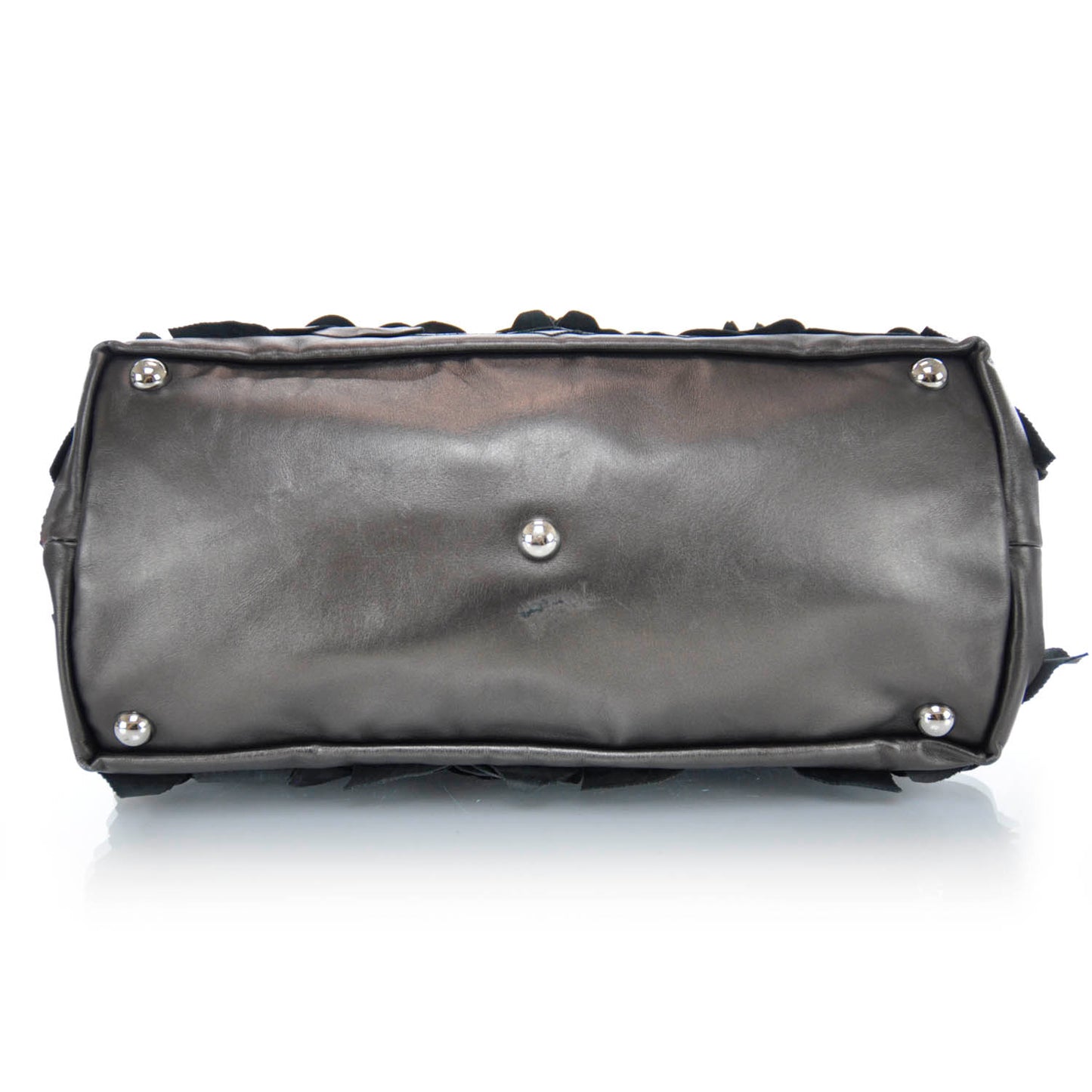 Leather Rosette Tote Metallic