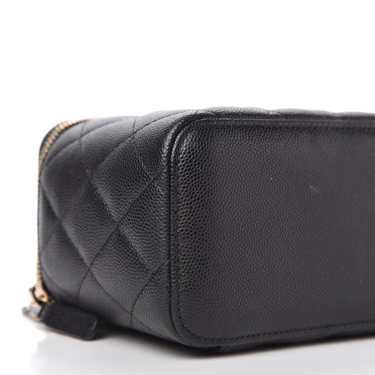 Caviar Quilted Small Vanity Case With Chain Black