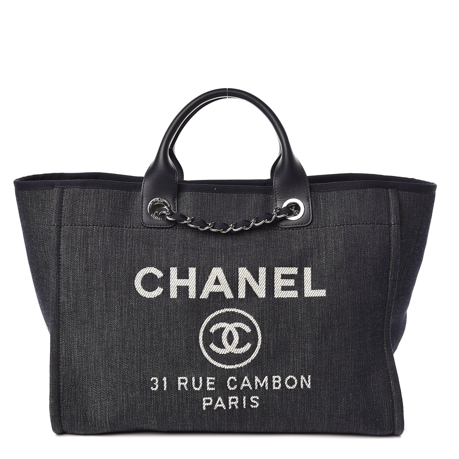 Chanel Denim Large Deauville Tote Dark Blue 1 of 11