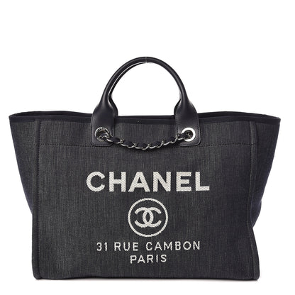 Chanel Denim Large Deauville Tote Dark Blue 1 of 11