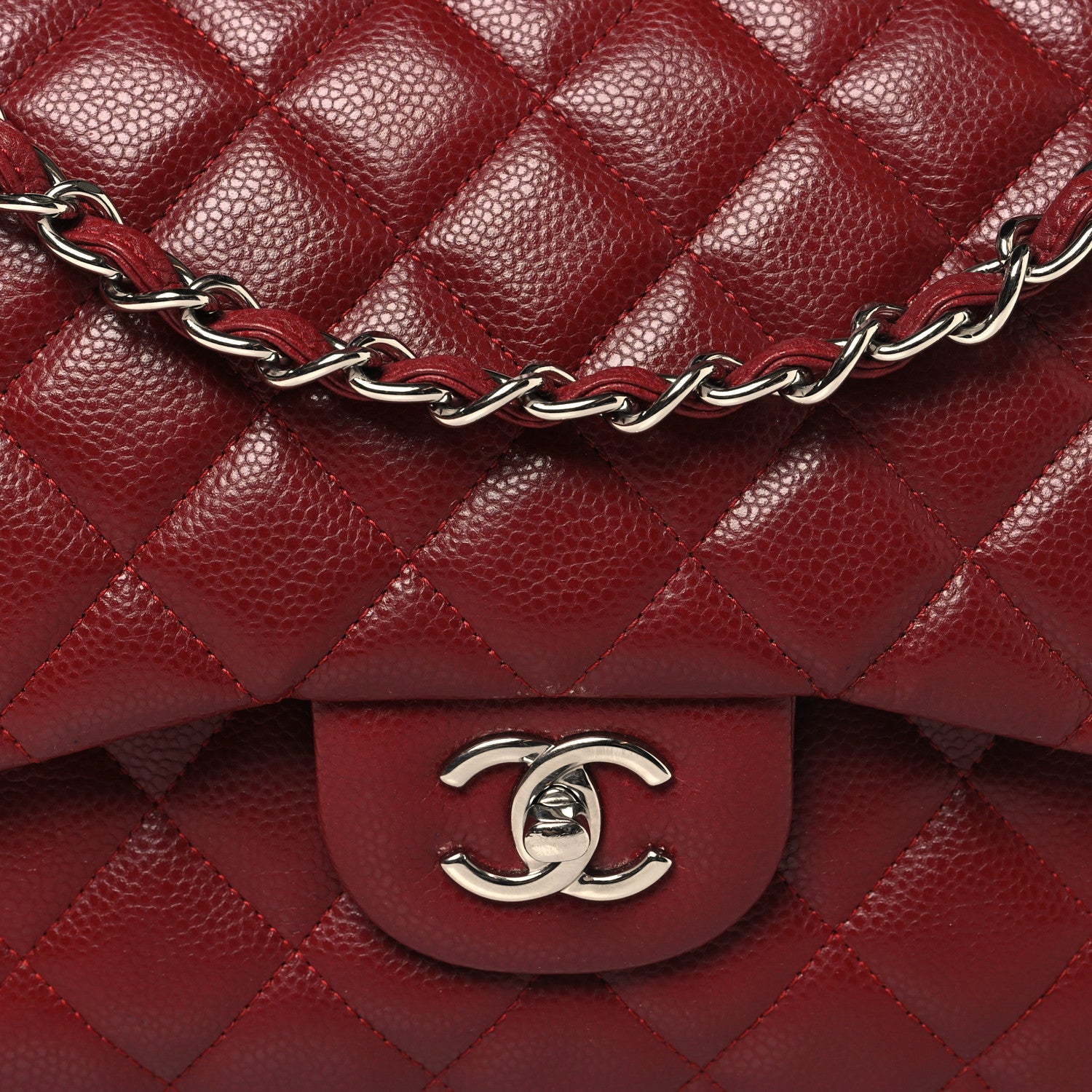 Chanel Caviar Quilted Jumbo Double Flap Dark Red 8 of 11