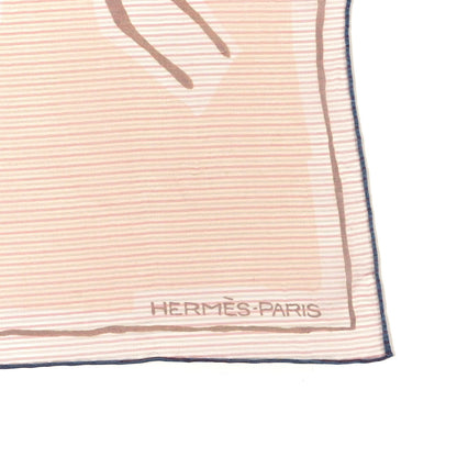 Hermes Silk Muslin Choreographie Equestre Scarf 70 Beige Rose Jaune Bleu 2 of 3