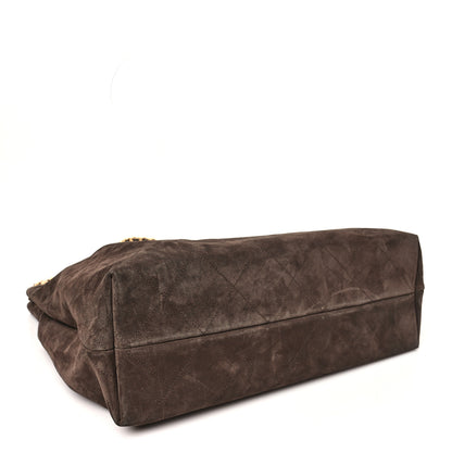 Chanel Suede Calfskin Lambskin Quilted Maxi Hobo Dark Brown 9 of 11