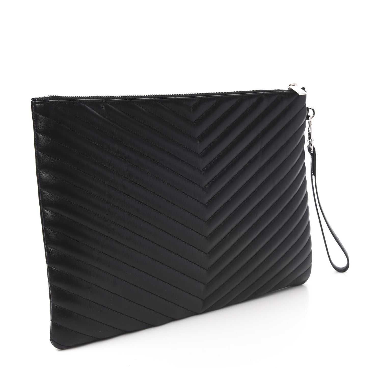 Calfskin Matelasse Chevron Monogram Document Holder Black