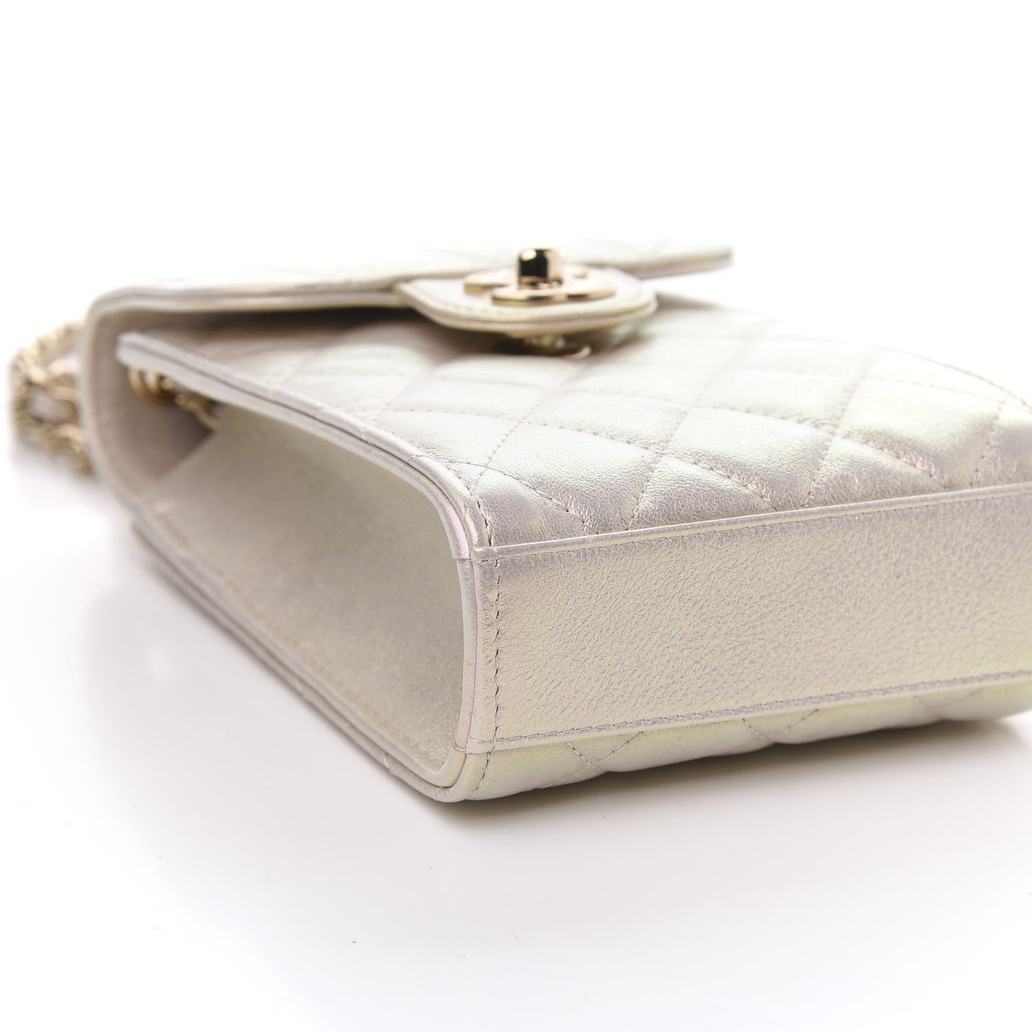 Chanel Iridescent Lambskin Quilted CC Phone Holder Ivory 9 of 11