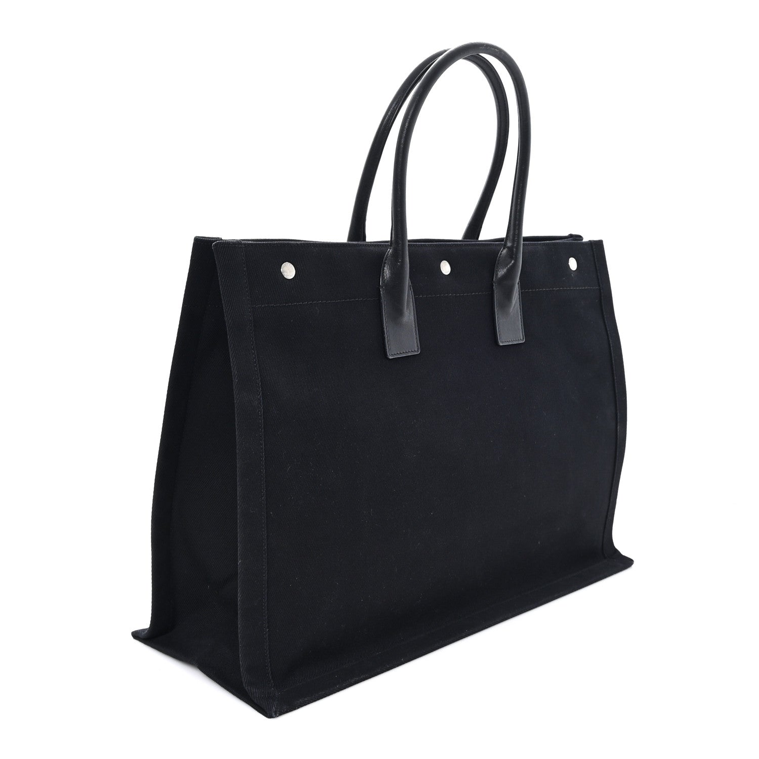 Saint Laurent Linen Calfskin Rive Gauche Tote Black 3 of 10