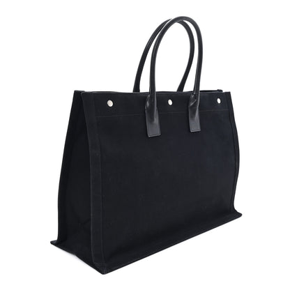 Saint Laurent Linen Calfskin Rive Gauche Tote Black 3 of 10