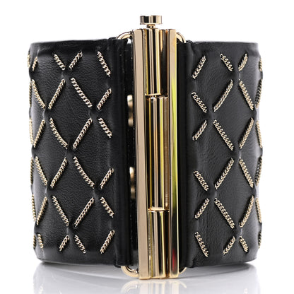 Chanel Lambskin Chain Stitched CC Cuff Bracelet L Black Gold 3 of 4